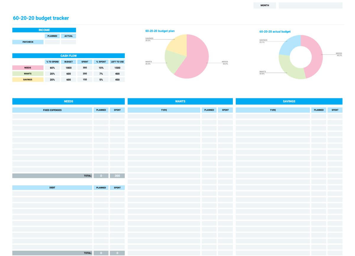 60-20-20 Budget Template