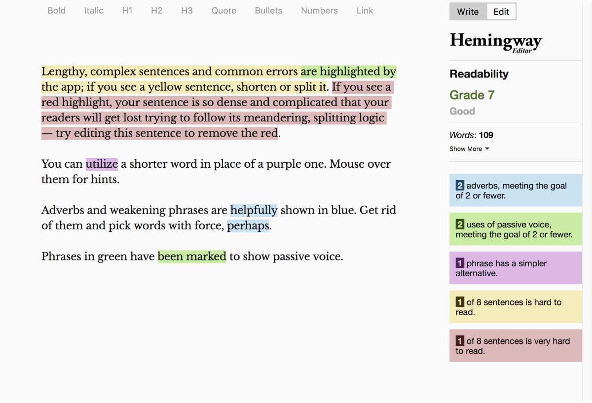 Hemingway app