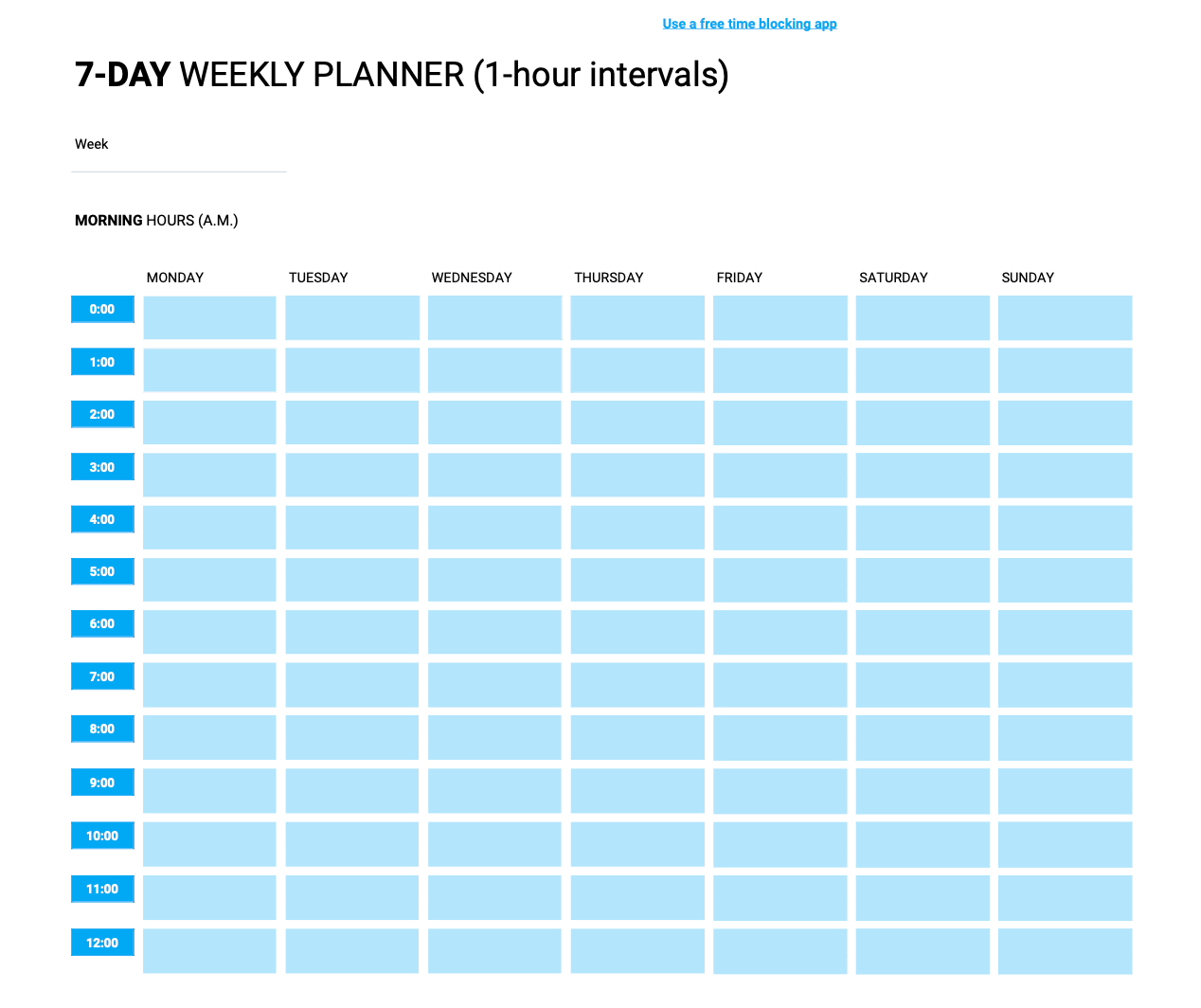 7-day weekly planner