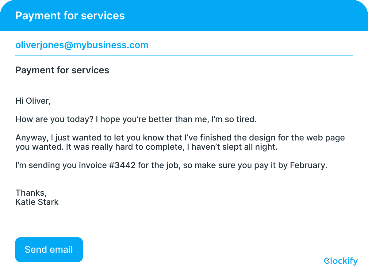 A vague payment request email