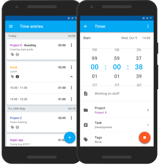 Free time tracking app for Android screenshot