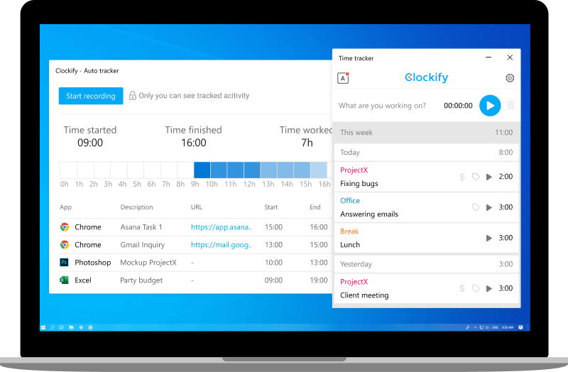 Free automated time tracker — Clockify screenshot
