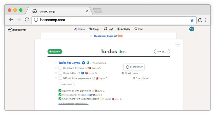 Integración de rastreo de tiempo para Basecamp screenshot