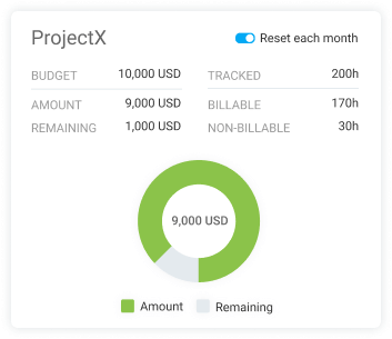 Project budget for billable hours
