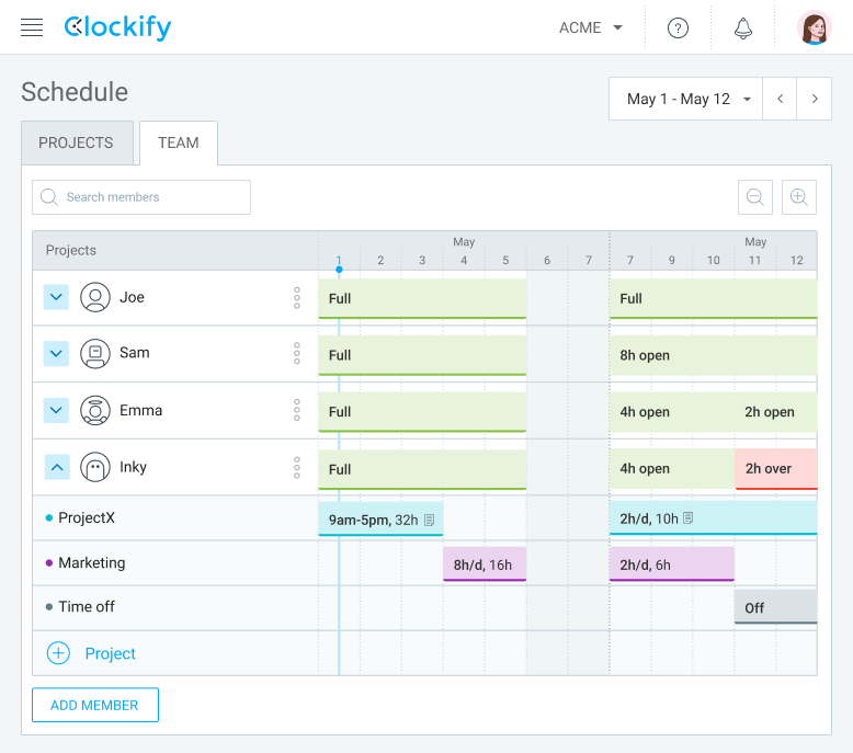 Clockify scheduling