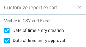 Extra features custom export entry dates