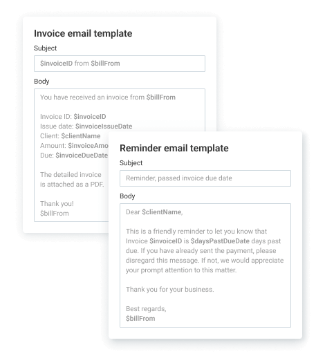 Invoice email templates