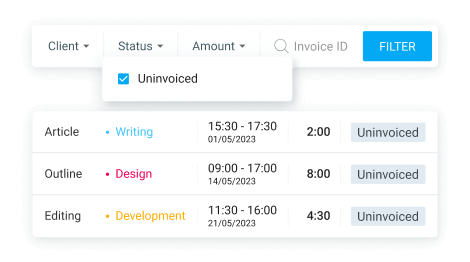 Filtering uninvoiced time entries