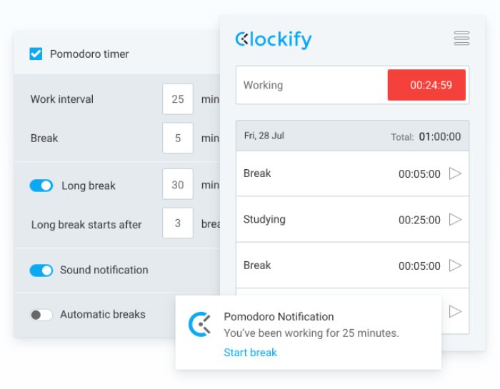 Flowtime technique in Clockify