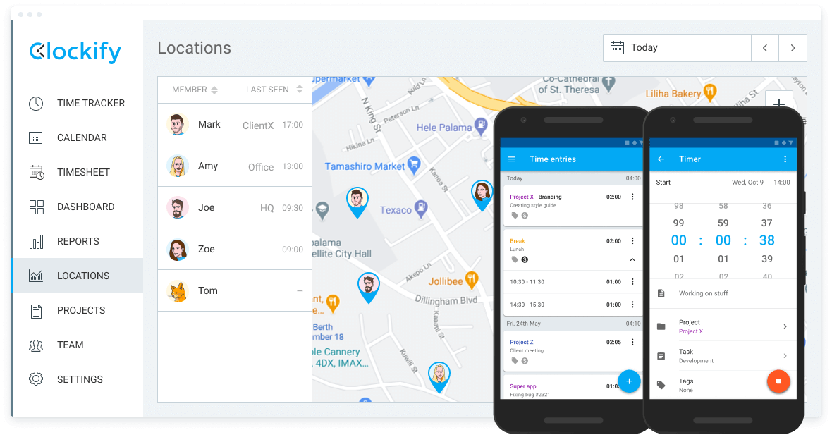 GPS Time Clock App for Employee Tracking - Clockify screenshot