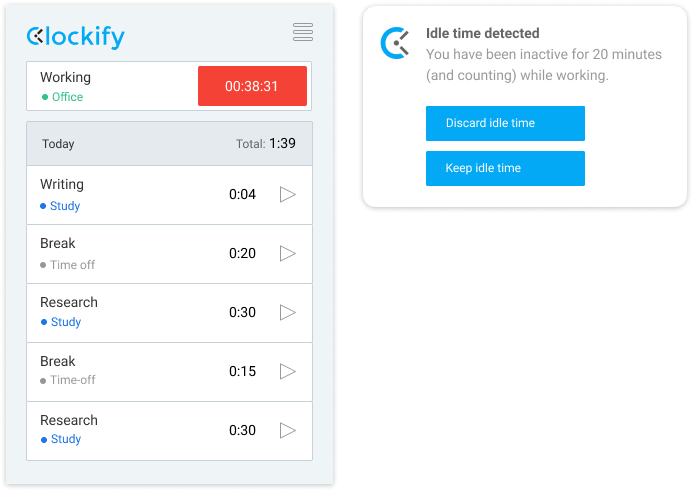 Détection de l'inactivité