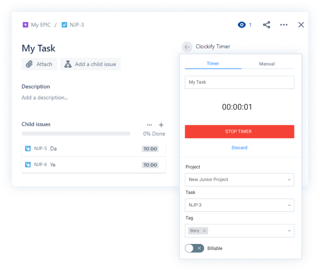 Jira time tracking screenshot