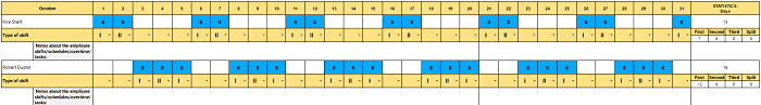 Monthly Work Schedule