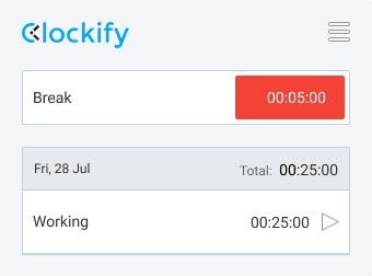 Pomodoro-Timer - Pausen-Timer auf 5 Minuten