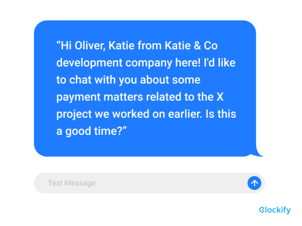 Start a conversation with a client via text message
