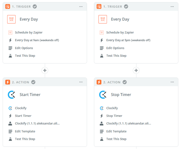 start and stop timer via zapier