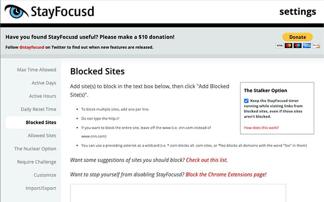 StayFocusd screenshot