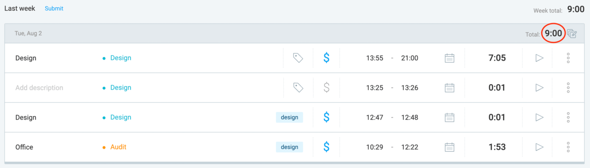 Tracking overtime in Clockify