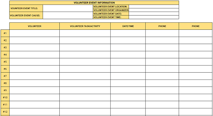 volunteer event attendance