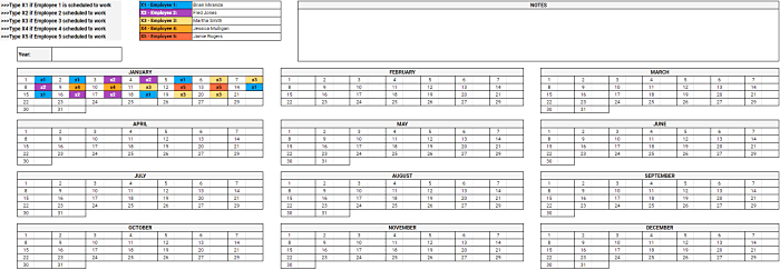 Yearly Work Schedule