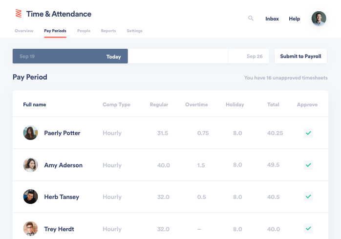 Zenefits Time and Attendance